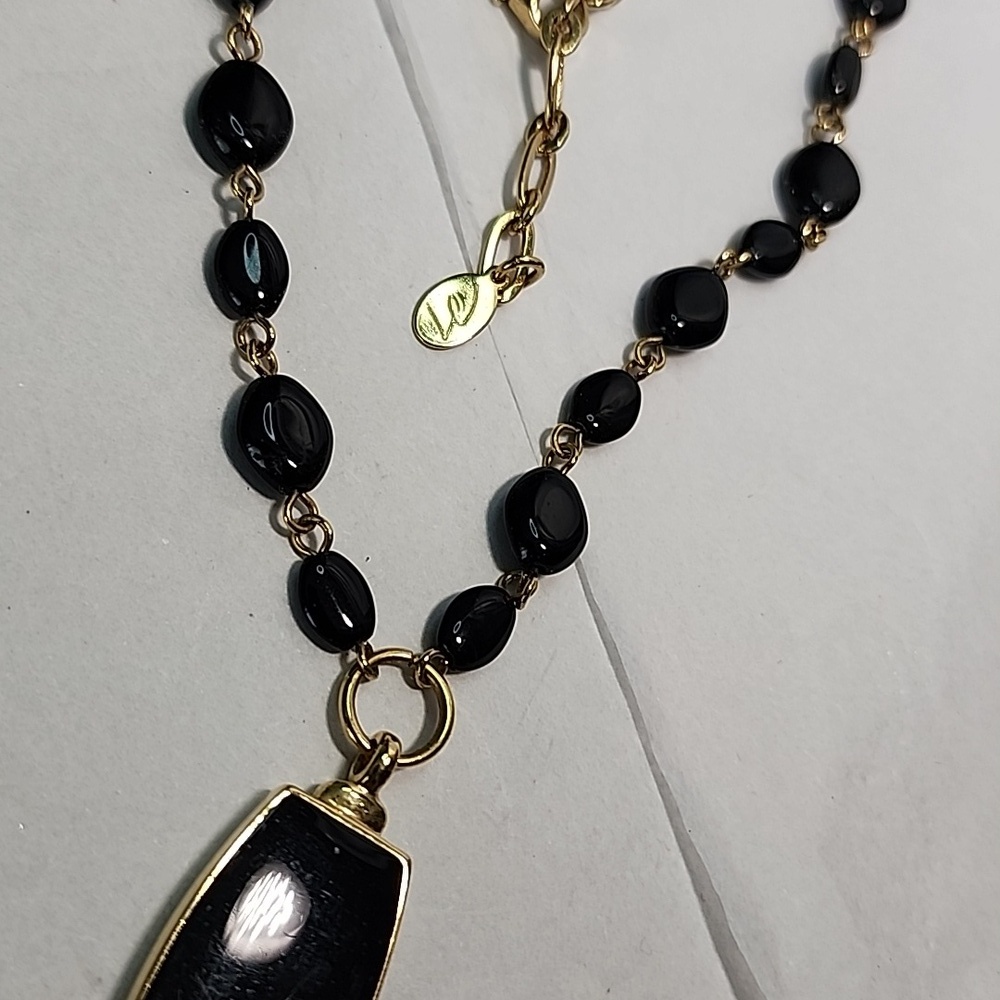 Black Onyx Color Liz Claiborne BEADED NECKLACE - Picture 6 of 9
